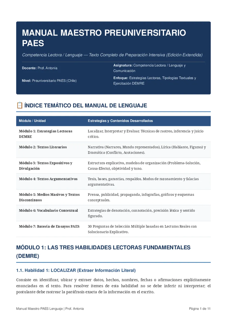 LENGUAJE PAES