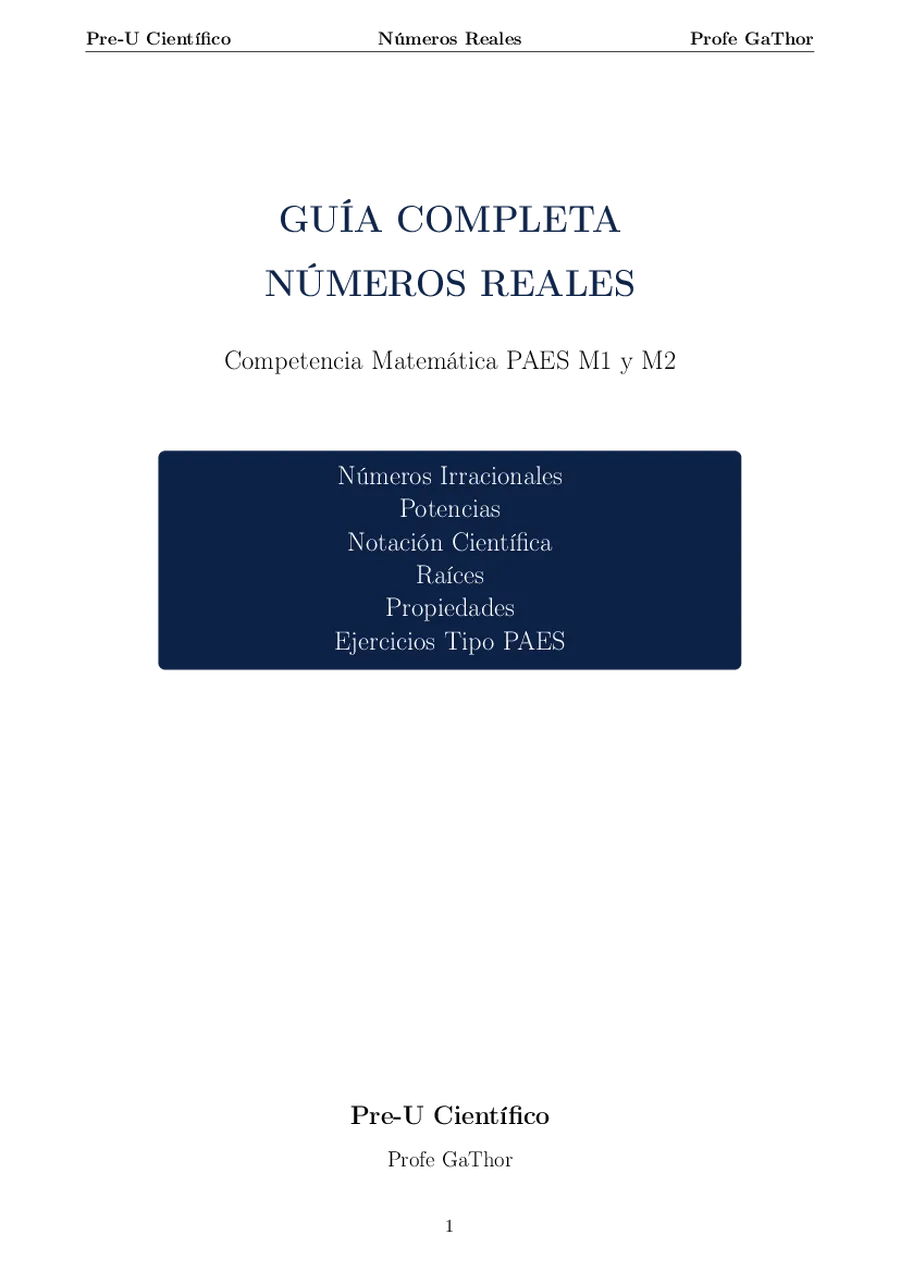 Guía Completa PAES M1 + M2 – Números Reales