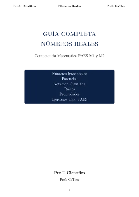 Guía Completa PAES M1 + M2 – Números Reales
