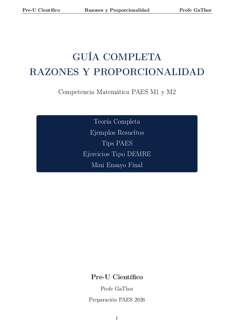 Guía Completa PAES M1 + M2 – Razones y Proporcionalidad