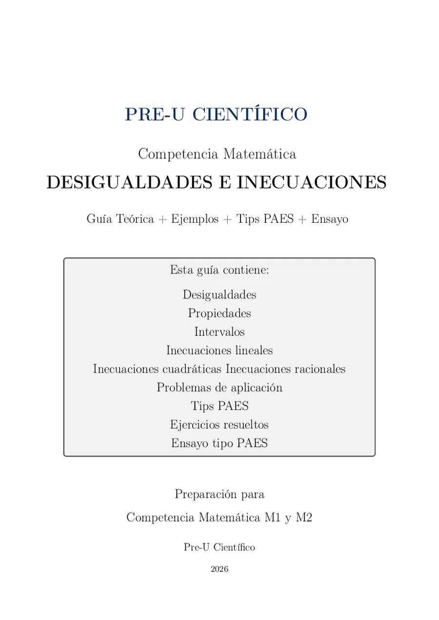 Guía Completa PAES M1 + M2 – Desigualdades e Inecuaciones