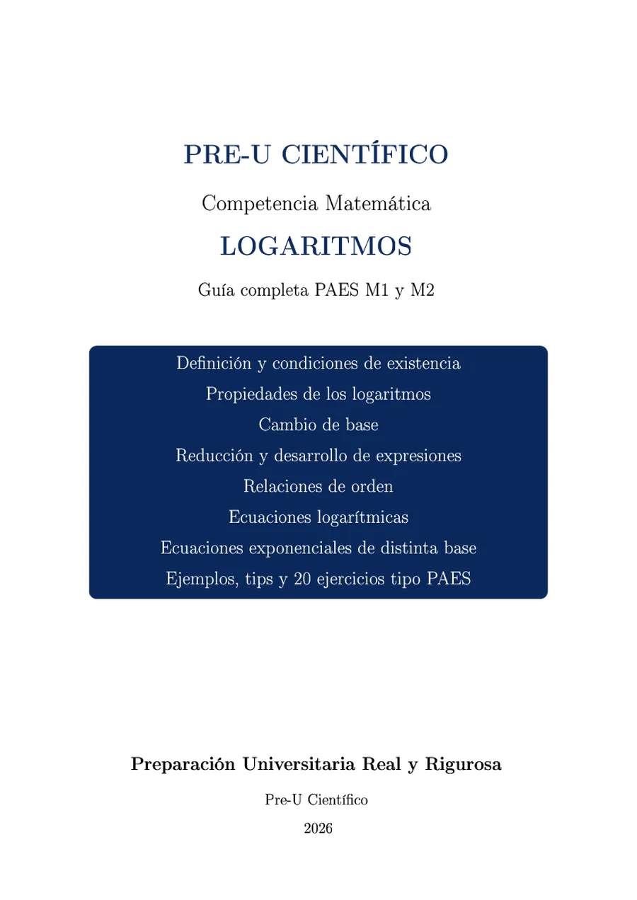 Guía Completa PAES M2 – Logaritmos