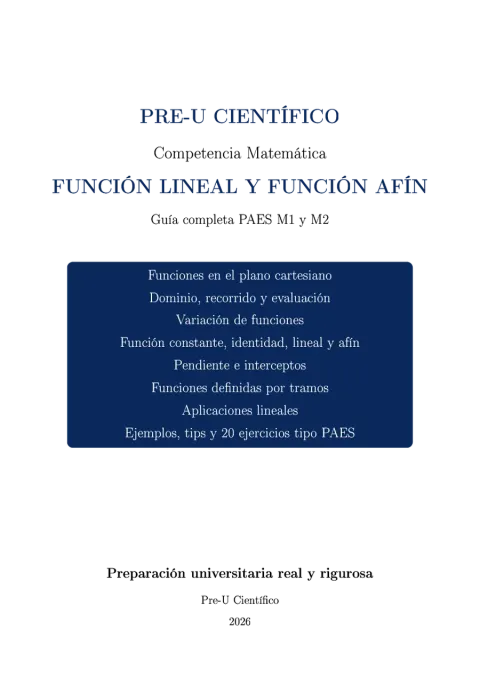 Guía Completa PAES M1 + M2 – Función Lineal y Afín