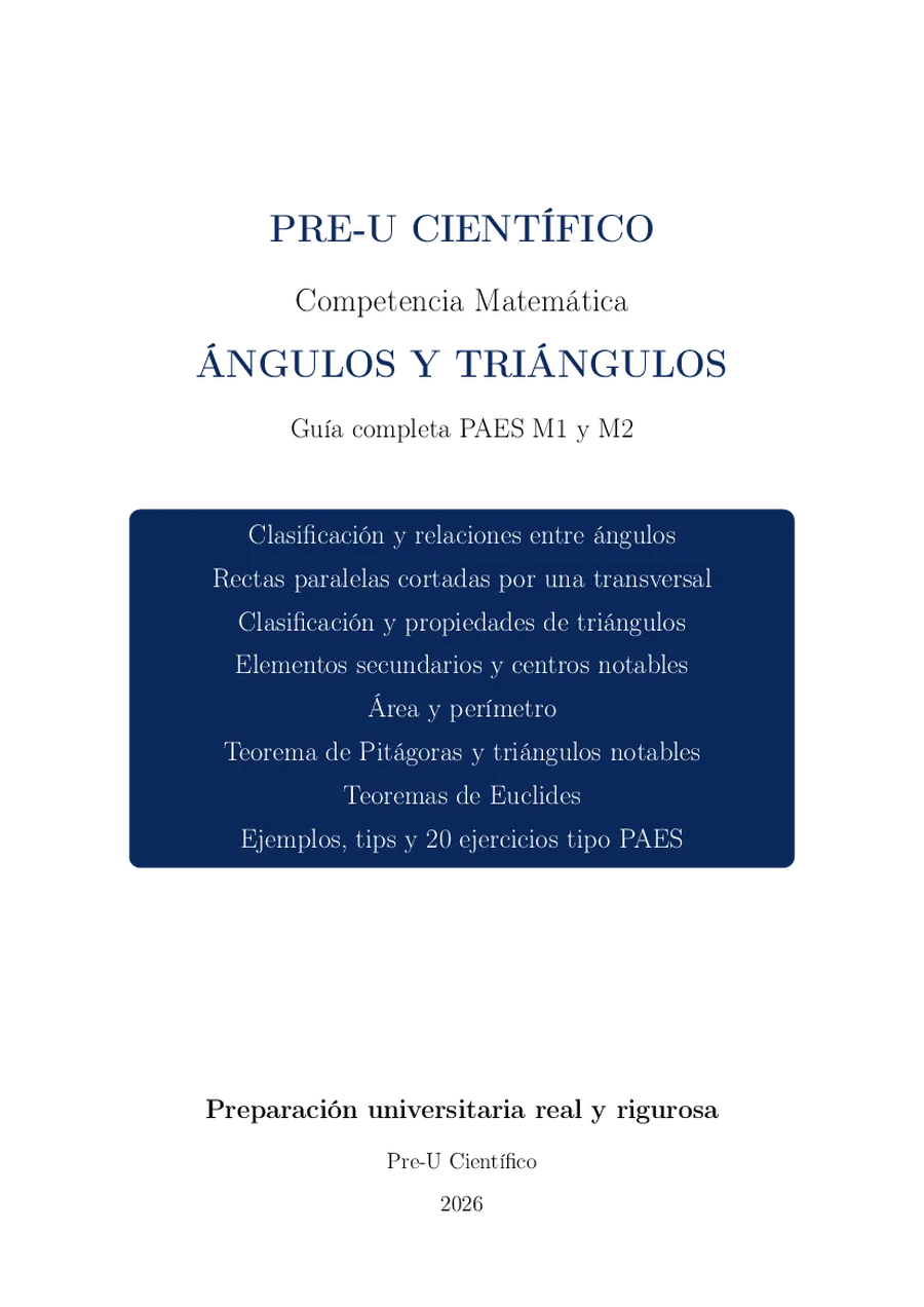 Guía Completa PAES M1 + M2 – Ángulos y Triángulos