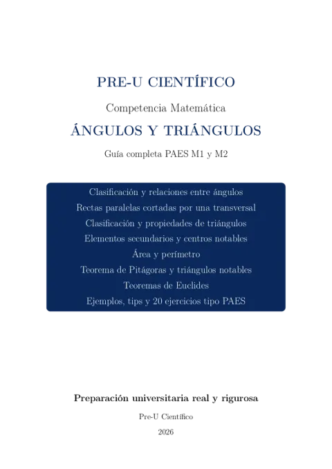 Guía Completa PAES M1 + M2 – Ángulos y Triángulos