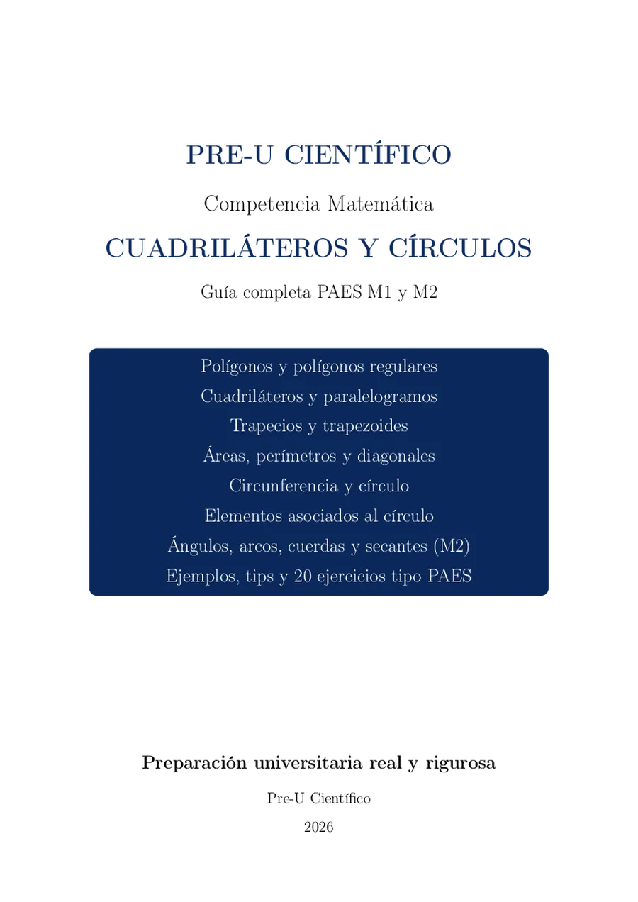 Guía Completa PAES M1 + M2 – Cuadriláteros y Círculos