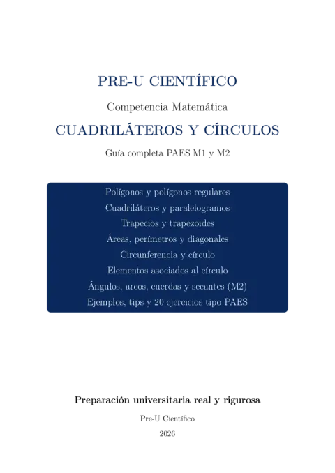 Guía Completa PAES M1 + M2 – Cuadriláteros y Círculos