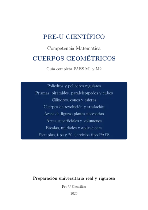 Guía Completa PAES M1 + M2 – Cuerpos Geométricos