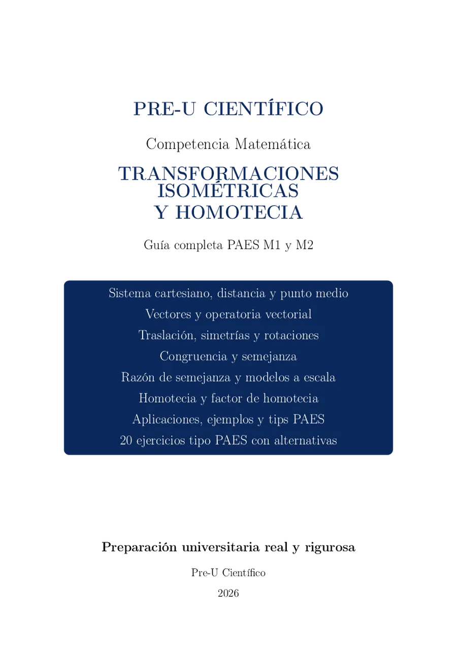 Guía Completa PAES M1 + M2 – Transformaciones Isométricas y Homotecia