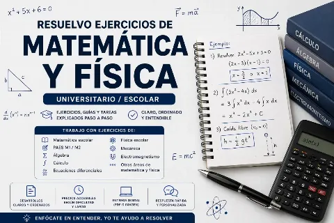 Resuelvo ejercicios de Matemática y Física (Universitario/Escolar)